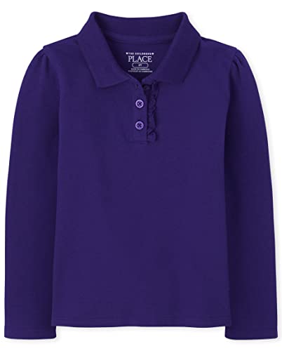 The Children's Place Baby Girls and Toddler Girls Long Sleeve Ruffle Pique Polo, Regal Violet, 4T