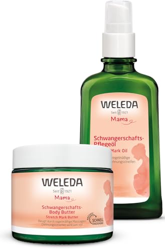 WELEDA - Duo Anti-Vergetures Grossesse : Baume Massage 150ml & Huile Massage 100ml - Prévient,...