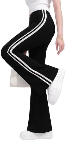 SAFORT Bootcut Yogahose mit Seitenstreifen Leggings Flared Leg Jogginghose Baumwolle Sporthose mit Innentaschen
