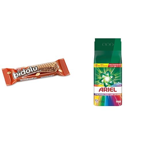 Eti Bidolu Kakaolu Yer Fıstıklı Gofret 29 g x2 + Ariel Dağ Esintisi Renklilere Özel 12 kg Hızlı Çözünme x1