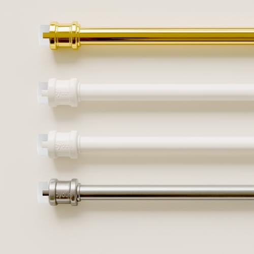 Byour3 - Par de Varillas de Presión para Puertas y Ventanas Barras Extensibles Telescópicas NUEVA GENERACIÓN para Cortinas Marcos de Ventana Rectangulares Oblicuos Redondeados (Plata de 37 a 63 cm)