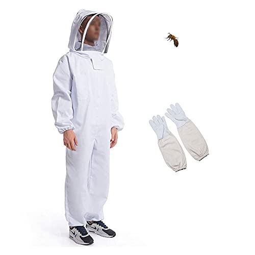 Imker-Anzug mit Ziegenleder Imker-Handschuh, Ganzkörper-belüfteter Bienenzüchter, Schutzanzug, Bienenzucht…