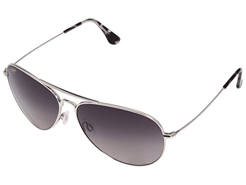 Maui Jim Men's and Women's Mavericks Polarized Aviator Sunglasses, Silver/Neutral Grey, Medium