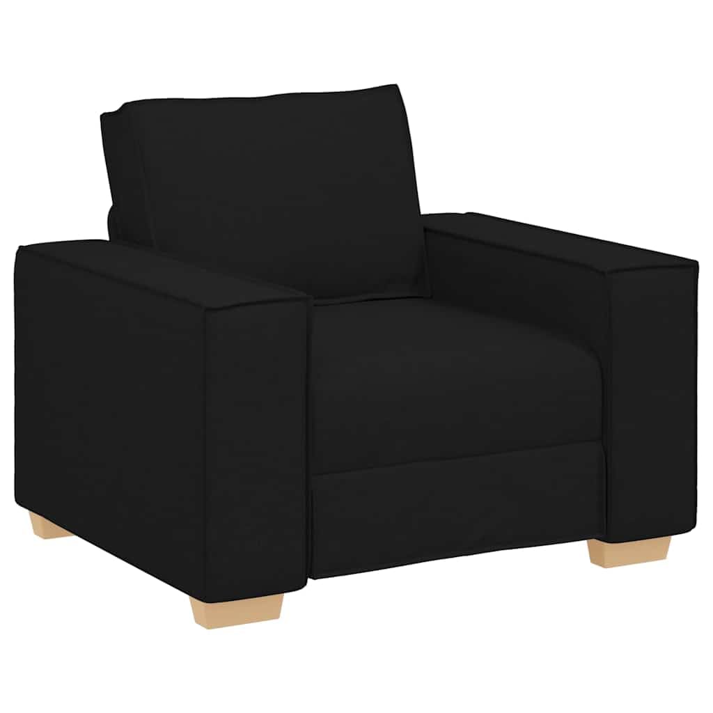 Sofa krzesło czarne 60 cm materiał, fotel z szerokimi podłokietnikami, przytulny fotel pojedynczy do salonu, biura, wytrzymała tkanina poliestrowa, stabilny stelaż z drewna i metalu