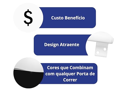 Puxador de Porta de Correr, Kit com 2 Unidades (Branco)