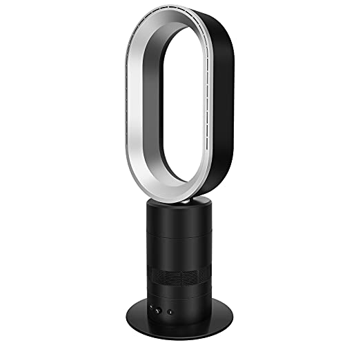 Simple Deluxe 27 Inch Bladeless Tower Fan with Timing Closure and Remote Control, Low Noise Air Circulator Floor Fan for Home and Office Use, Adjustable Speeds & 90Â° Swivel , Black