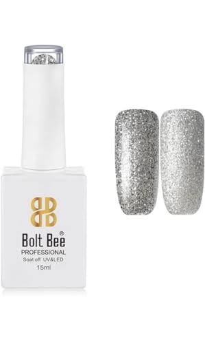 Image of BOLT BEE 15ML Gel Nail Polish 1Pc Clear Pink Glitter Nail Polish Soak Off UV LED Nail Gel Polish Nail Art Starter Manicure Salon DIY at Home, 0.5 OZ (1) (84)
