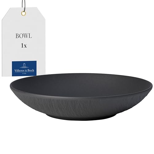 Villeroy & Boch – Manufacture Rock Flat Bowl Black, Dishwasher Safe, Microwave Safe, Black Bowl, Salad Bowl, Snack Bowl Ceramic, Plate, Premium Porcelain