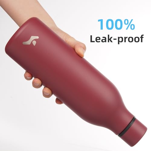 Image of Konokyo Insulated Water Bottle with Strap,25 oz Double Wall Stainless Steel Vacuum Bottles Metal Water Flask,Brick Red