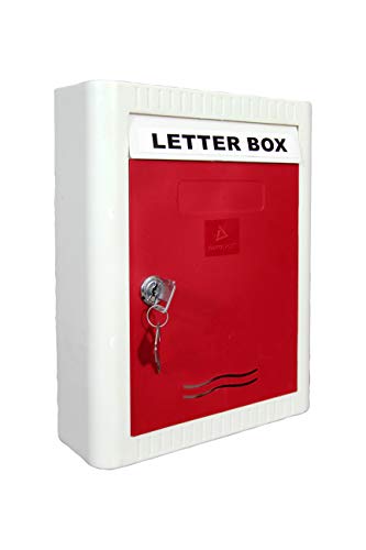 Image of Plastic Small Size Letter Box for Home /Mail Box /Letter Box for gate and Wall with Key Lock- Outdoor & Indoor Use- Red Color