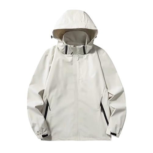 Giacca Antipioggia Uomo, Giacca Impermeabile Uomo, Giacca Antipioggia con Cappuccio Impermeabile da Escursionismo Leggera Trench All'aperto Giacca Antivento Giacca da Bicicletta Traspirante