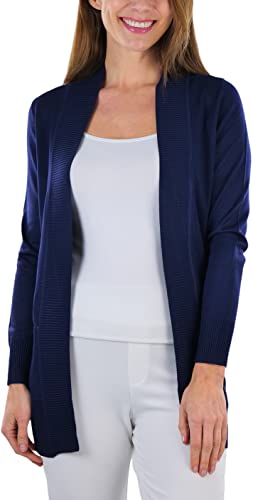 ToBeInStyle Women's Long Sleeve Rib Banded Open Sweater Cardigan4