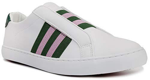 LONDON FOG Womens Slip-on Fashion Sneaker Casual Shoes -Briton Olive/Pink 8.5
