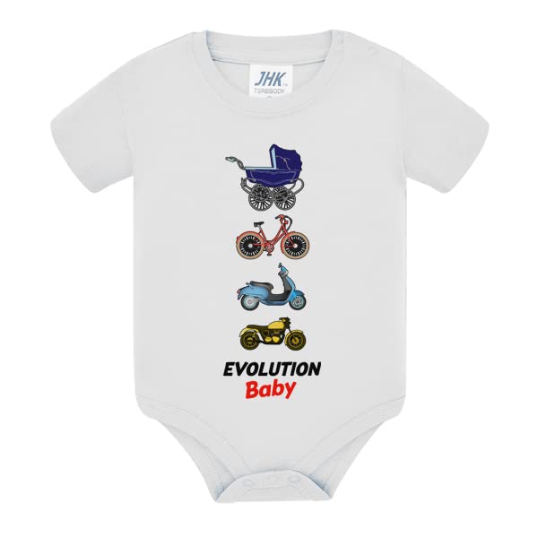 Pacchetto Famiglia Maglietta Uomo e Body Bimbo Neonato Coppia Evolution Daddy Baby Padre e Figlio! Moto e Passeggino!