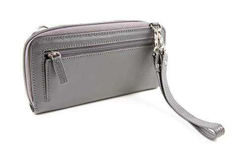 Women's Wallet RFID Cell Phone Purse Leather Crossbody with Accordion Pebbled Slate4