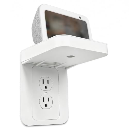 Outlet Shelf with Cord Storage White Wall Holder for Bathroom 1 Pack