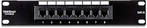 Trendnet 8-Port Cat6 Unshielded Patch Panel, Tc-P08C6, Rackmount, 10 Inch Wide, 8 X Gigabit Rj-45 Ethernet Ports, Pre-Numbered Ports, 250 Mhz Connection, Color Coded Labeling, 110 Idc Terminal Blocks #TOP6