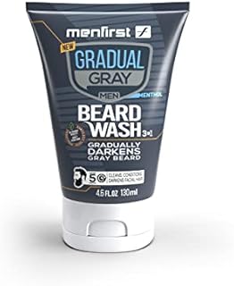 MENFIRST Gradual Gray Darkening Beard Wash Shampoo for Men, Reduces White Beard Color, 4.6 oz
