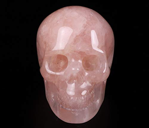 Calavera de Cuarzo Rosa Tallada 2.0" Escultura de Arte miniatura 2