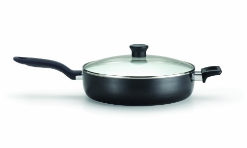 T-fal C92182 Initiatives Nonstick Ceramic Coating FTFE PFOA and Cadmium Free Scratch Resistant Dishwasher Safe Oven Safe Jumbo Cooker Cookware, 5-Quart, Black