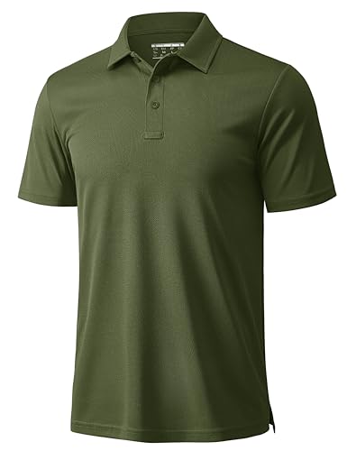MAGCOMSEN Mens Polo Shirts Short Sleeve Golf Quick Dry Collared Moisture Wicking Athletic Performance Polos Army Green XL