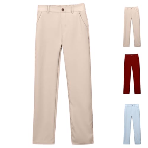 Girls School Uniform Pants Kids High Stretchy Flare Dress Pants Elastic Waist Pant Capris Size 5-15 Years3