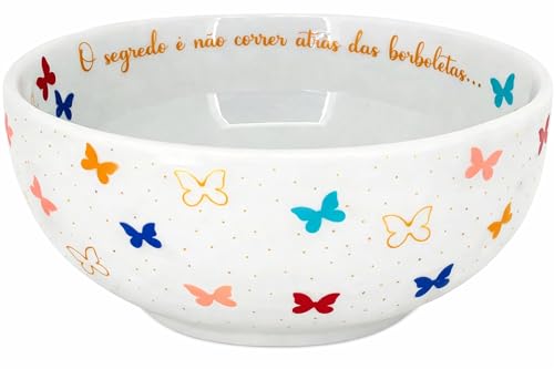 Amazon.com.br: Bowl Porcelana Borboletas Decorado Frase 470ml