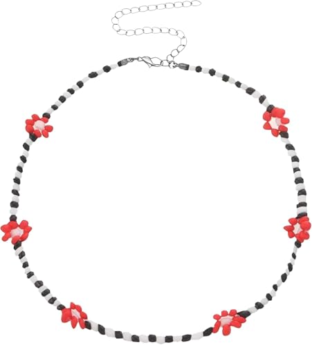 Collier ras du cou marguerite en argent sterling et perles arc-en-ciel vintage