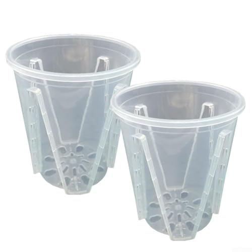 Gettimore Macetas de plástico transparente para orquídeas, paquete de 2, macetas ventiladas con agujeros laterales Phalaenopsis y suculentas