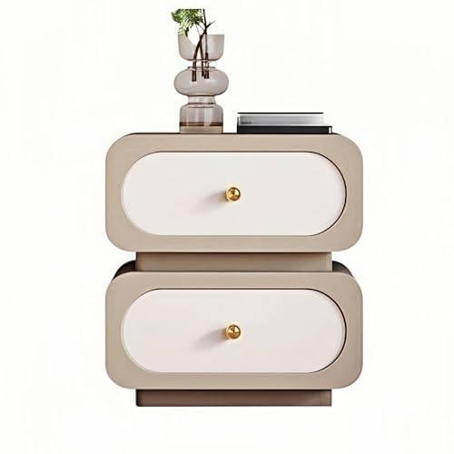 HJYBFA Mesita de Noche Minimalista pequeña con cajones, de Madera Maciza, Ideal para Dormitorio (marrón y Blanco)