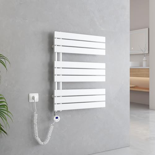 EMKE Handtuchheizkörper Elektrisch 762x600 mm, Badheizkörper Elektrisch mit Thermostat Elektrischer Handtuchwärmer Handtuchtrockner Handtuch Heizkörper Bad Handtuchhalter mit Heizstab Weiß 400W EMKE Handtuchheizkörper Elektrisch 762x600 mm, Badheizkörper Elektrisch mit Thermostat Elektrischer Handtuchwärmer Handtuchtrockner Handtuch Heizkörper Bad Handtuchhalter mit Heizstab Weiß 400W