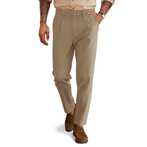 PJ PAUL JONES Mens Dress Pants Pleated Trousers Casual Slacks Camel M