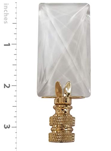 Image of Royal Designs Oblong Rectangle 1.25 inch Lamp Finial, Clear Faceted Crystal, Polished Brass Base, Single