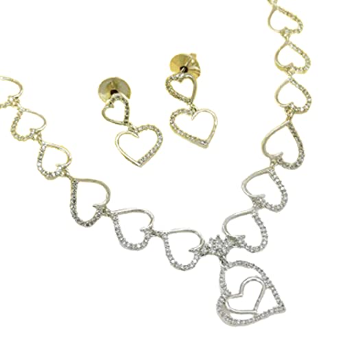 Image of KOLLAM SUPREME PREMIUM FASHION SILVER POLISH AD HEARTS NECKLACE SET FOR WOMEN