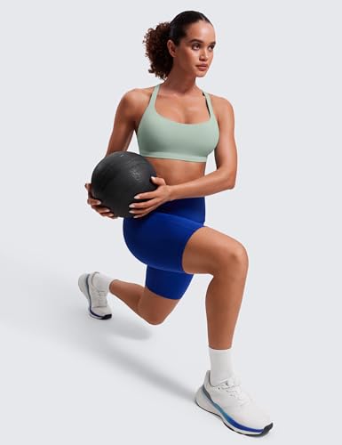 Image of CRZ YOGA Naked Feeling Strappy Sports Bras for Women - Criss Cross Back Wireless Padded Cami Yoga Workout Top