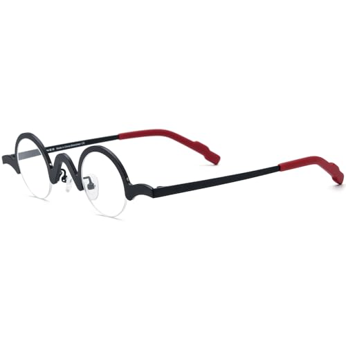 Image of FONEX Colorful Pure Titanium Glasses Frame Women Retro Round Eyeglasses