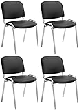 Le lot de 4 chaises de visiteur Ken est conçu dans un design classique et épuré. Il est fabriqué dans des matériaux de haute qualité; le similicuir pour l'assise et le métal pour les pieds. Cet ensemble est pratique et idéal pour les salles de conférences, les foires, salles d'attentes ou toute autre cérémonie.