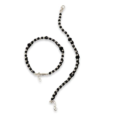 925 Sterling Silver Black Beads Najariya - Style#183