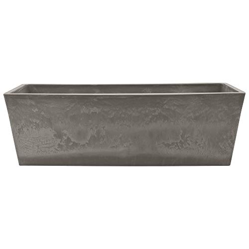 Image of Arcadia Garden Products U65CT Plastic /Stone /Wood Composite Simplicity Window Box, No Drainage Hole (Drillable), Patio Plant Container, Indoor Outdoor Planter, 25.5 inch x 9, Cement Color