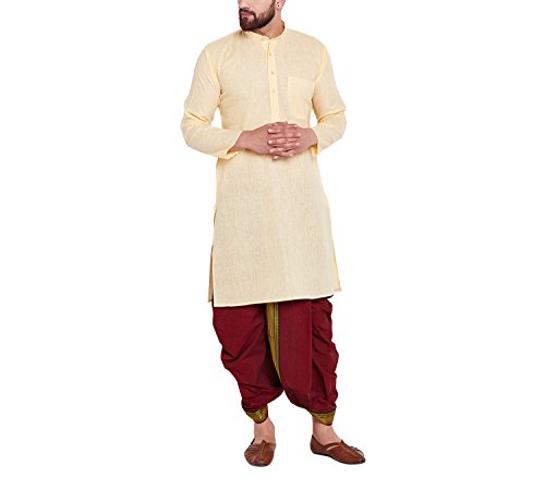 Image of SOJANYA (Since 1958 Men's Brown and Black Cotton Dhoti Kurta Set