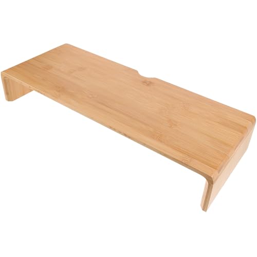 Artibetter Soporte Elevador de Monitor de Bambú Natural 50 Tipo bajo 8 Cm, Base para Computadora Portátil y Escritorio, Soporte de Almacenamiento Compacto para Oficina y Hogar