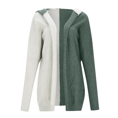 Women 2025 Open Front Long Sleeve Hooded Knit Cardigan Sweater Color Block Outwear Coat,striped loose sweaters2
