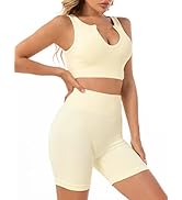 Mathcat Workout Sets For Women 2 Piece Outfits Yoga Gym Biker Short set Seamless Ribbed Sets