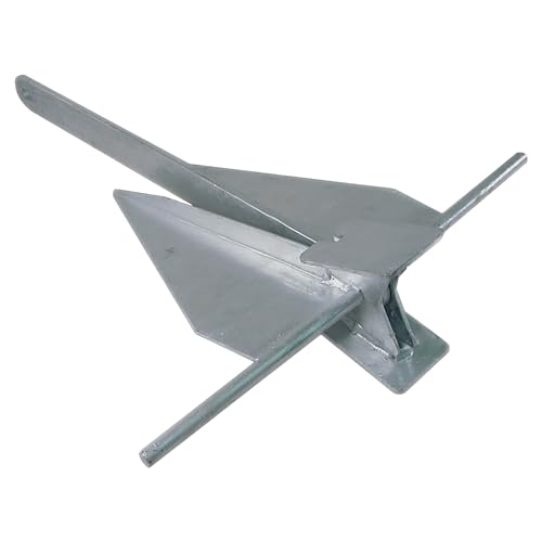 SeaSense Galvanized Fluke Anchor - Ideal for Saltwater Pontoons, Bass Boats, Fishing Vessels & More, Great for Strong Currents & Sandy, Muddy, Rocky or Weedy Bottoms - 16 lbs, For Boats 20’ - 25’
