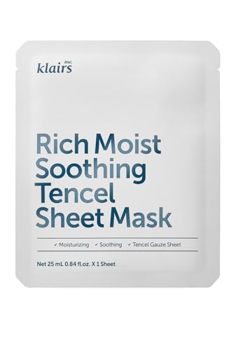 DearKlairs Reichhaltige, feuchtigkeitsspendende, beruhigende Tencel-Blattmaske, 25 ml, 1 Blatt, Maske voller feuchtigkeitsspendender Nährstoffe