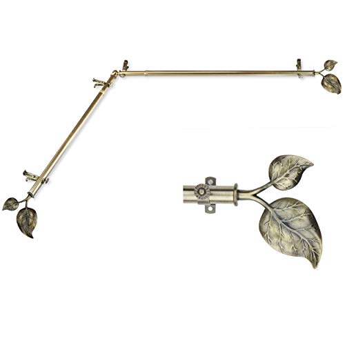A&F Rod Decor - Leaf Corner Window Curtain Rod 48-84 Inch (Each Side) - Antique Brass #TOP28