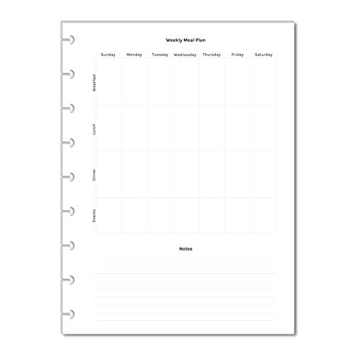 Weekly Dinner Planner Inserts for 9-Disc Classic Happy Planner, Classic Happy Planner Meal Planner, Pre-punched Happy Planner Inserts, Grocery List