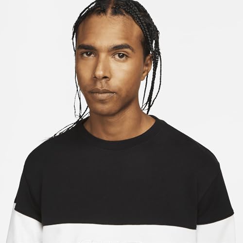 Nike Club Men's French Terry Color-Blocked Crew (FB7848-010, Black/White) Size Small3