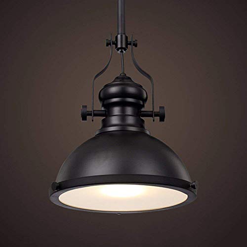 Lustre industriel suspendu haut de gamme en fer noir 40cm pour grand salon épuré