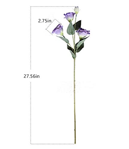 Xzjmy 4 Branch 3 Heads Artificial Flowers Bouquet,Eustoma Lisianthus Flowers,Silk Flowers Flower Arrangement Accessories Faux Plastic Flower For Diy Wedding Party Home Decor thumb #6